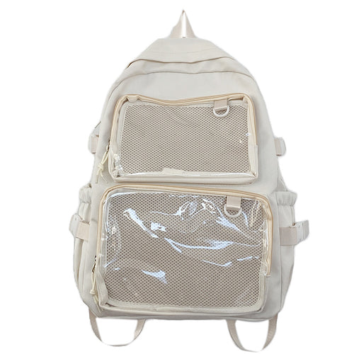 Multi-Compartment Transparent Mesh Skole Ryggsekk