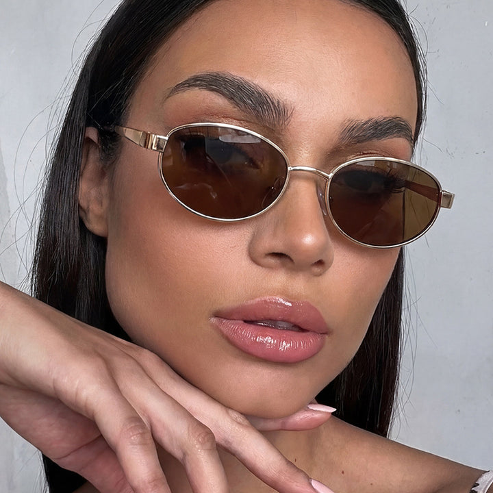 Women's fashionable sunglasses in elegant oval design with high-quality metal frame Skanto