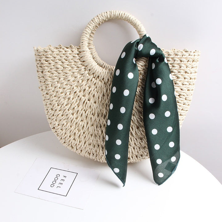 Braided basket bag with elegant silk scarf Skanto