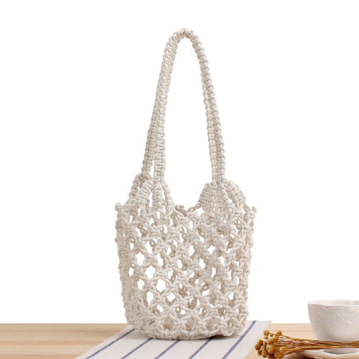 Handbag made of hand-knotted natural material with airy structure Skanto