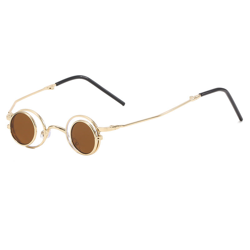 Dame Moderne runde solbriller med elegant metallramme Skanto