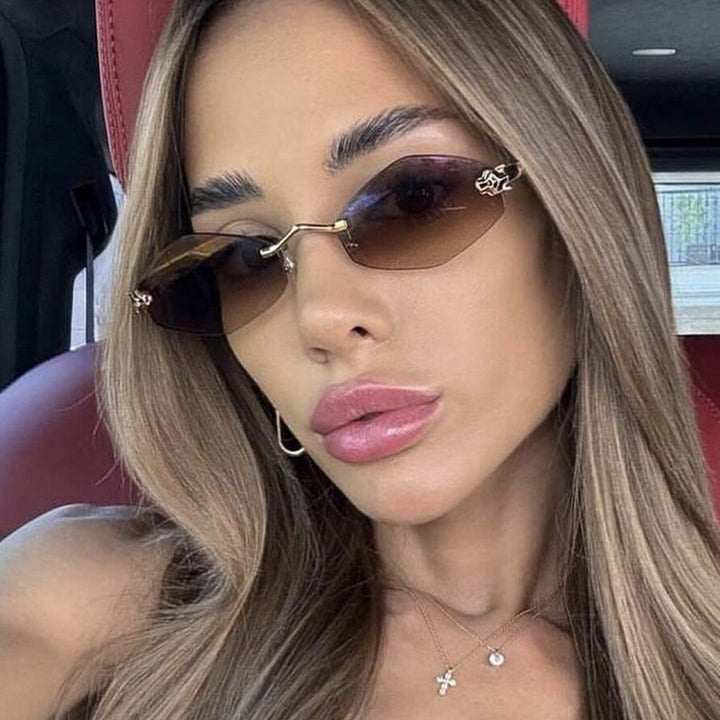 Women's geometric sunglasses with double metal frame and protective lenses Skanto