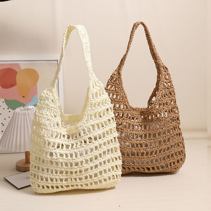 Trendy net tote bag with ruched design Skanto