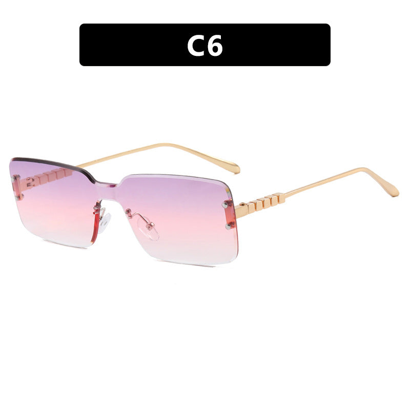 Women's modern rectangular sunglasses with stylish metal frame Skanto