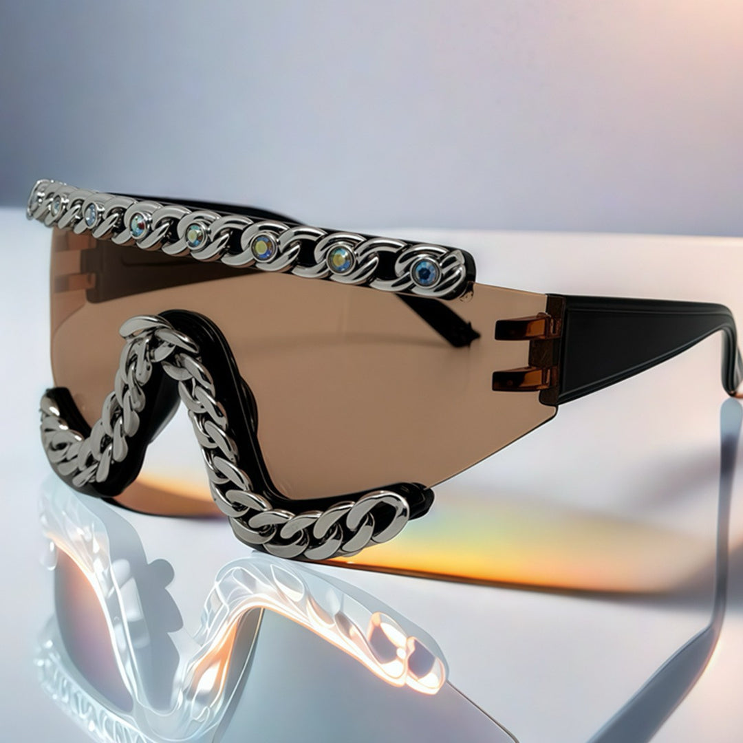 Dame Fashion-solbrille med glamorøse krystallornamenter Skanto