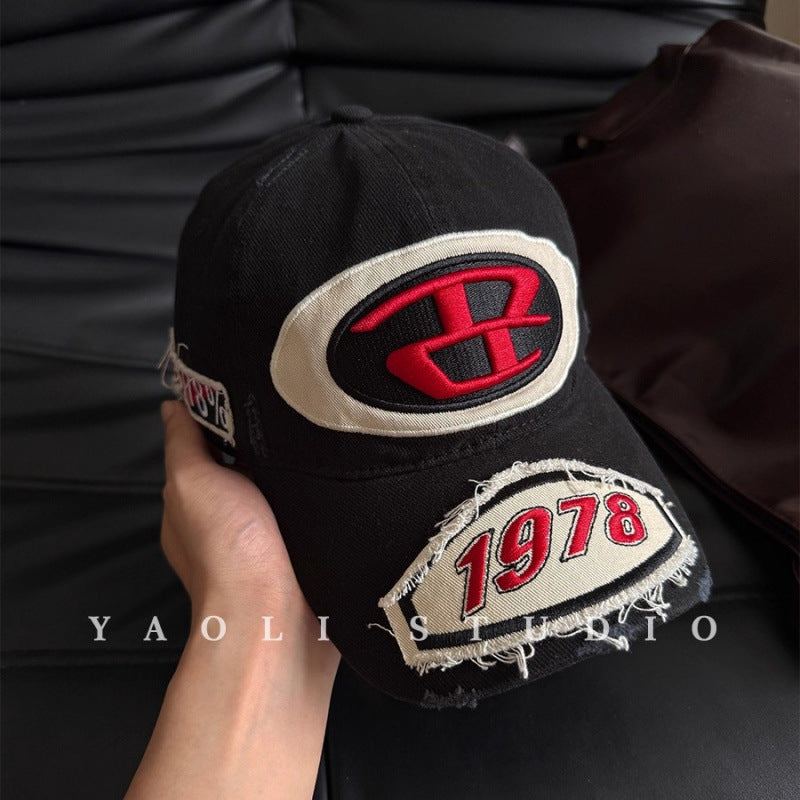 Herre Slitt Grafisk Logo Baseball Caps Skanto
