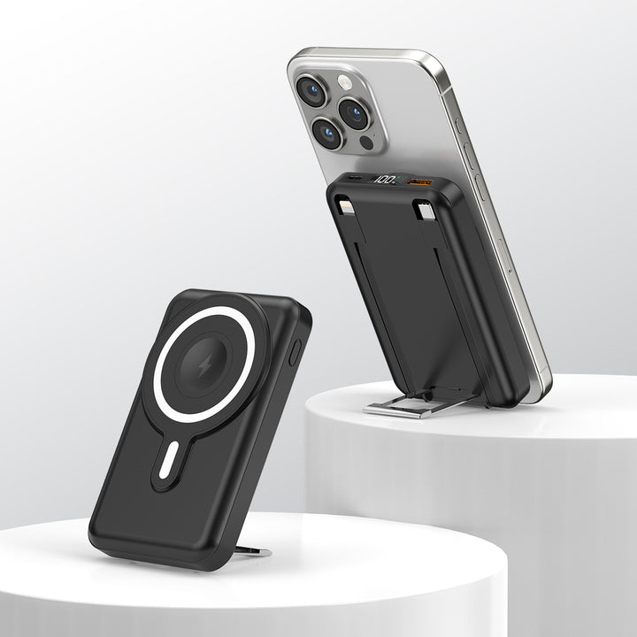 Bærbar magnetisk powerbank med stativ Skanto