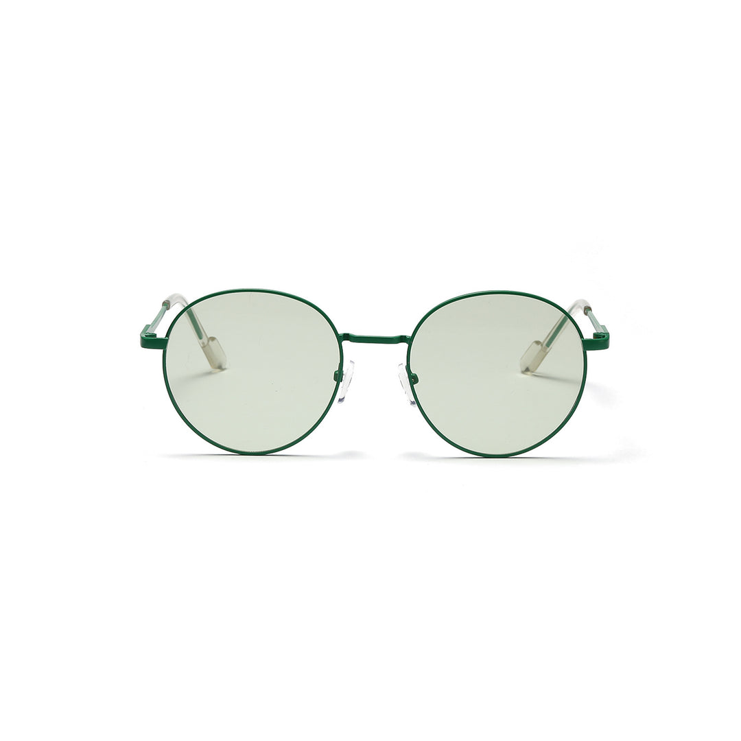 Dame rund solbrille med luksuriøs metallramme og UV-beskyttelse Skanto