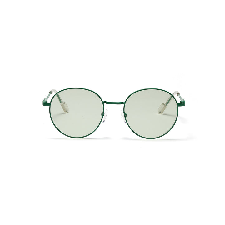 Dame rund solbrille med luksuriøs metallramme og UV-beskyttelse Skanto