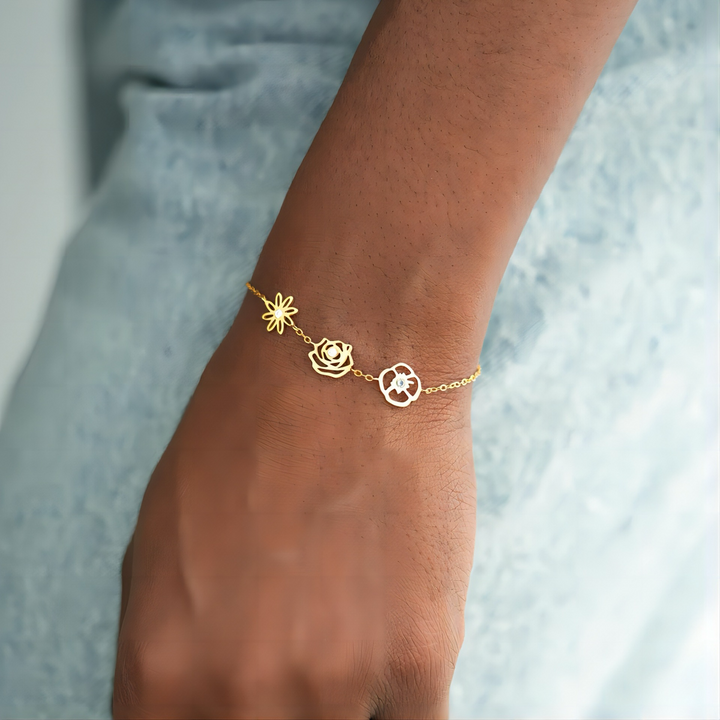 Skanto | Delikat Fødselsblomst & Fødselsstein Armbånd