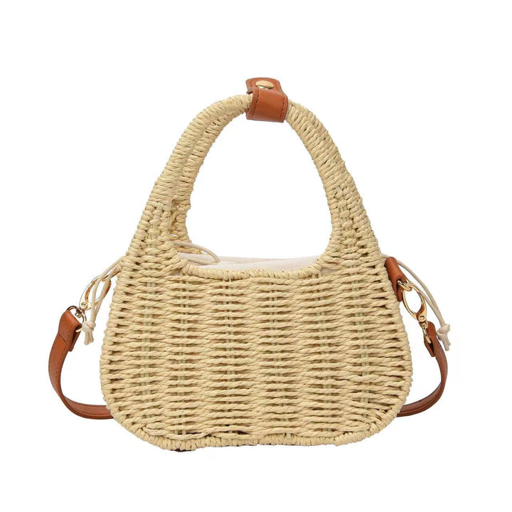 Modern Rattan Bag with Elegant Leather Detail Skanto