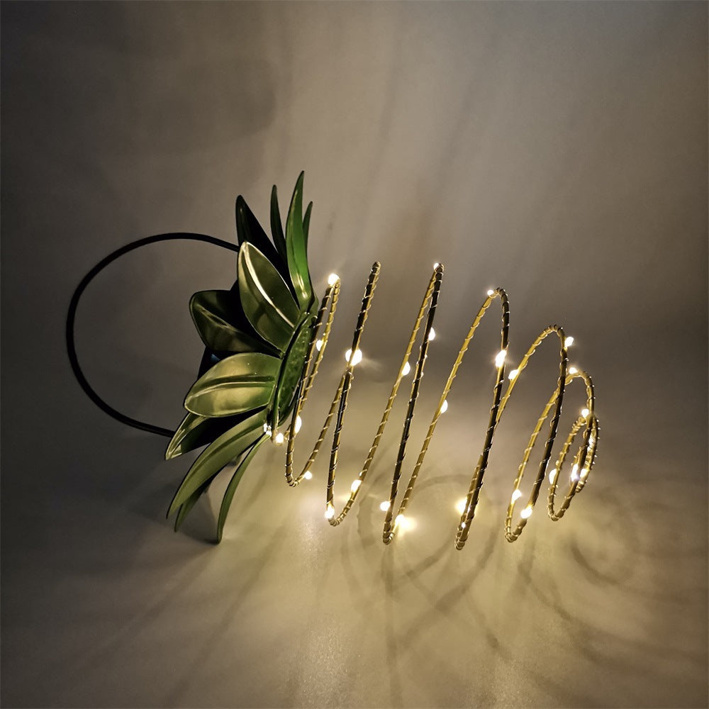 Spiral Pendant LED Hengende Plante Lampe Med Falsk Tropisk Blad Topp Skanto