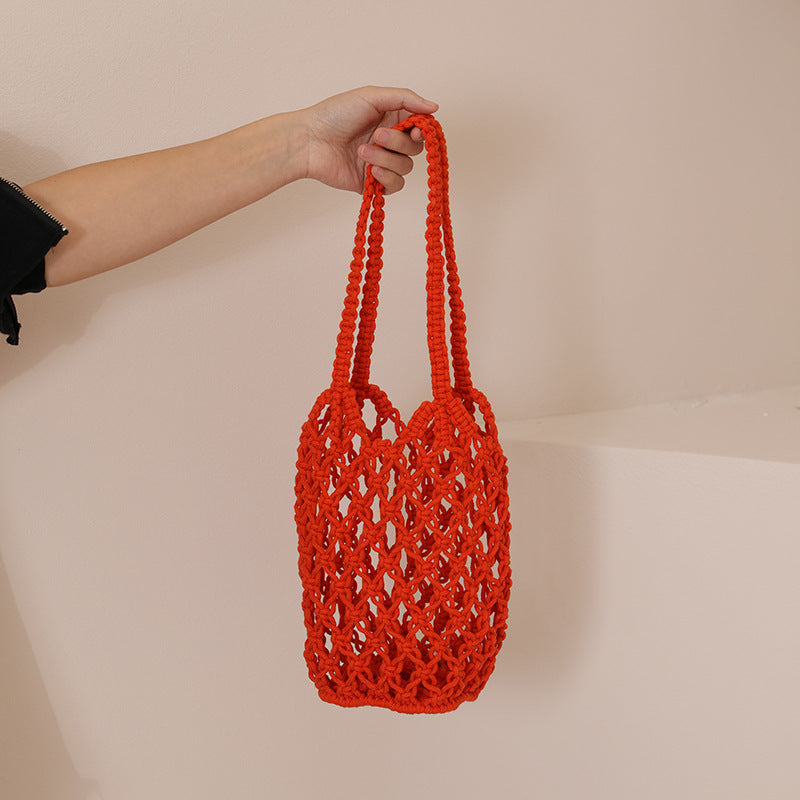 Macrame Tote Bag with Unique Drawstring Skanto