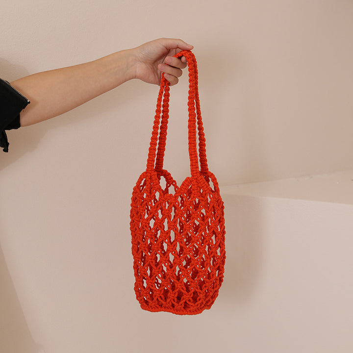 Macrame Tote Bag with Unique Drawstring Skanto