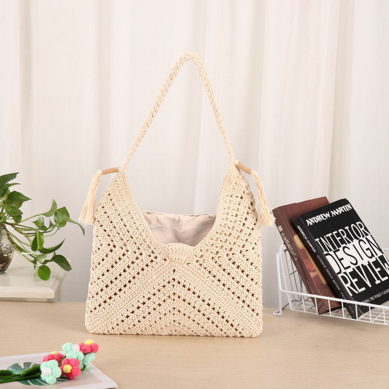 Håndlaget makramee shopper-veske Skanto
