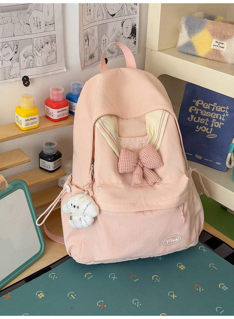 Casual Bow-Detail Skole Ryggsekk