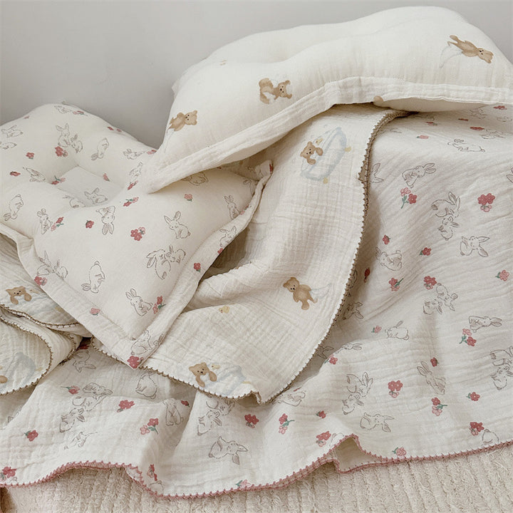 Unisex Cozy Muslin Blanket med Søtt Kanin Design Skanto