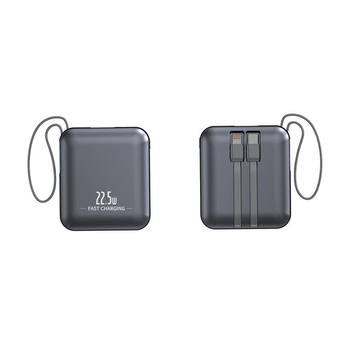Bærbar Powerbank med hurtigladerfunksjon og integrert kablingssystem Skanto
