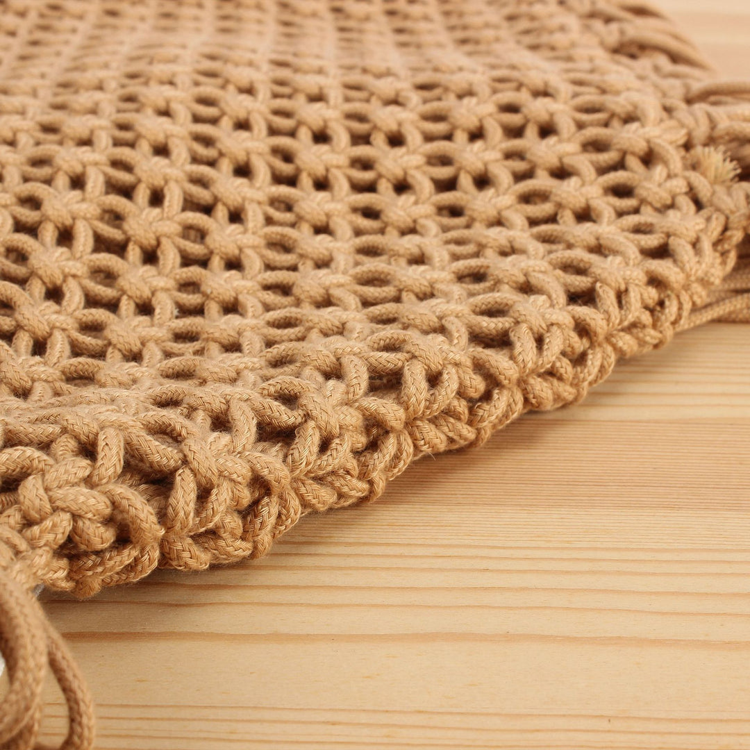 Hand-knotted tote bag with fringe Skanto