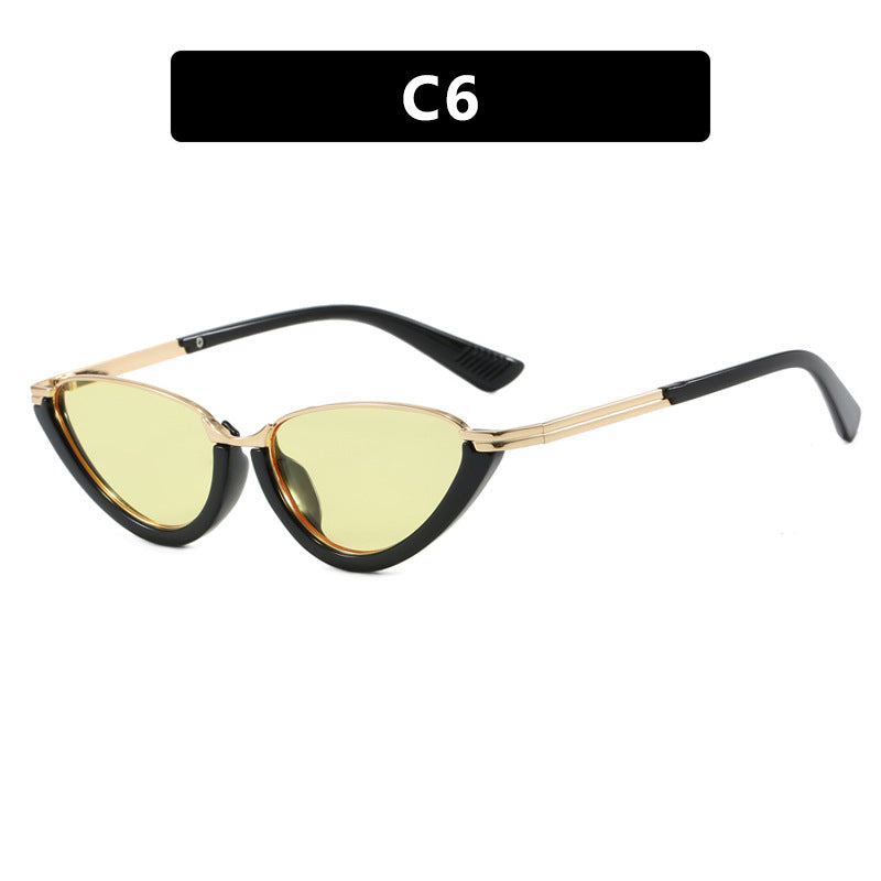 Women's Futuristic Cat-Eye Sunglasses with Gold Details Skanto