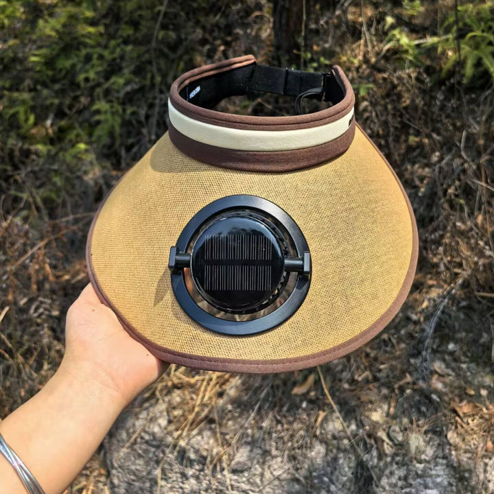 Solbeskyttelsesvisir med solcelledrevet vifte Skanto