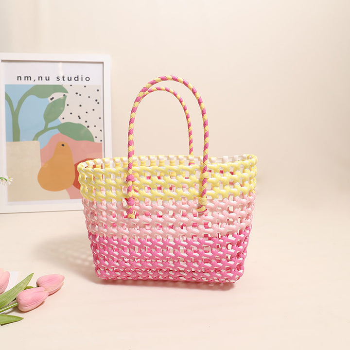 Handmade straw bag with colorful ombre Skanto