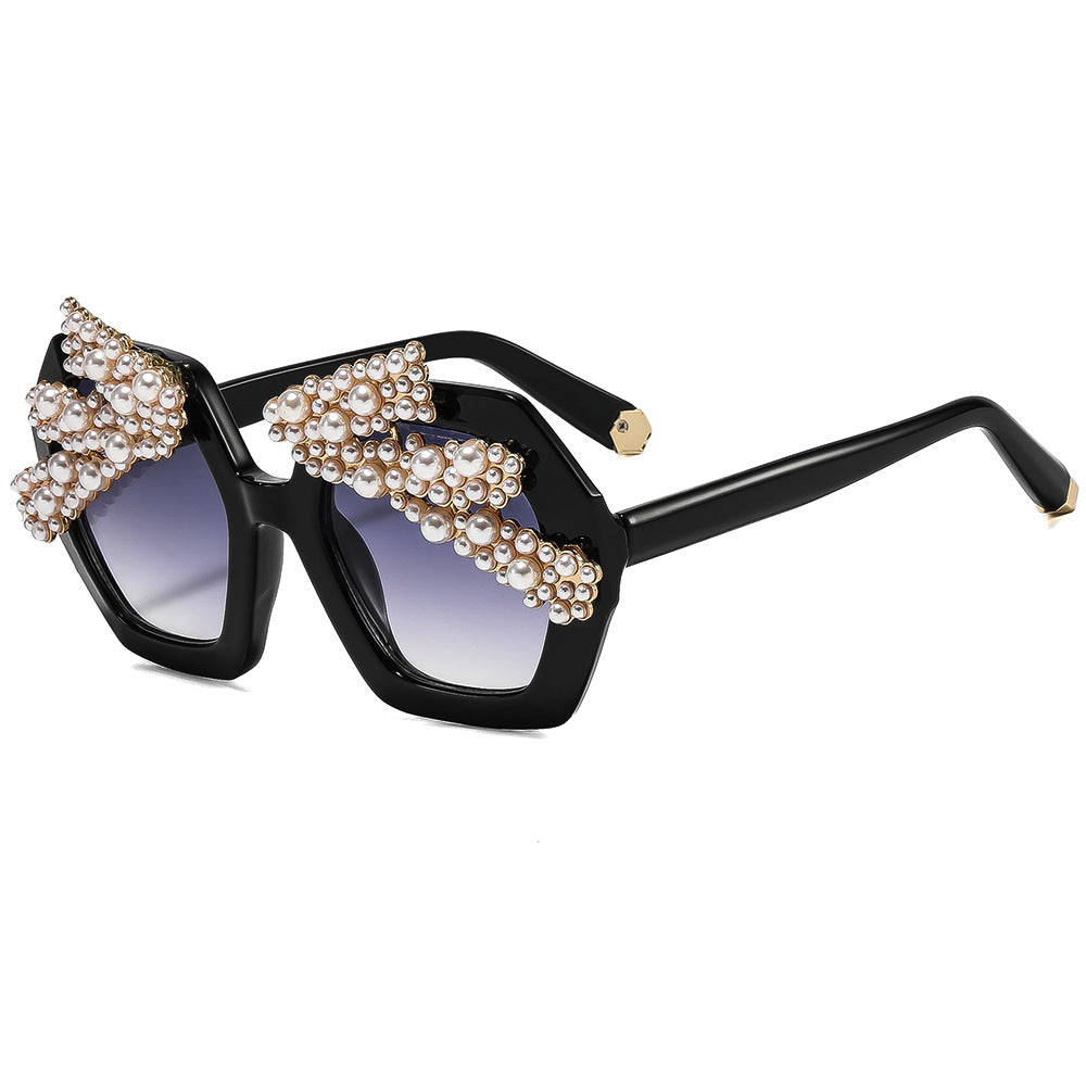 Dame Statement-solbrille med glitrende krystallramme Skanto