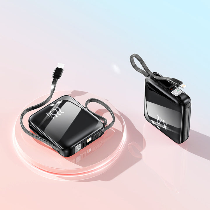 Bærbar Powerbank med Innebygd Ladekabel og Digital Skjerm Skanto