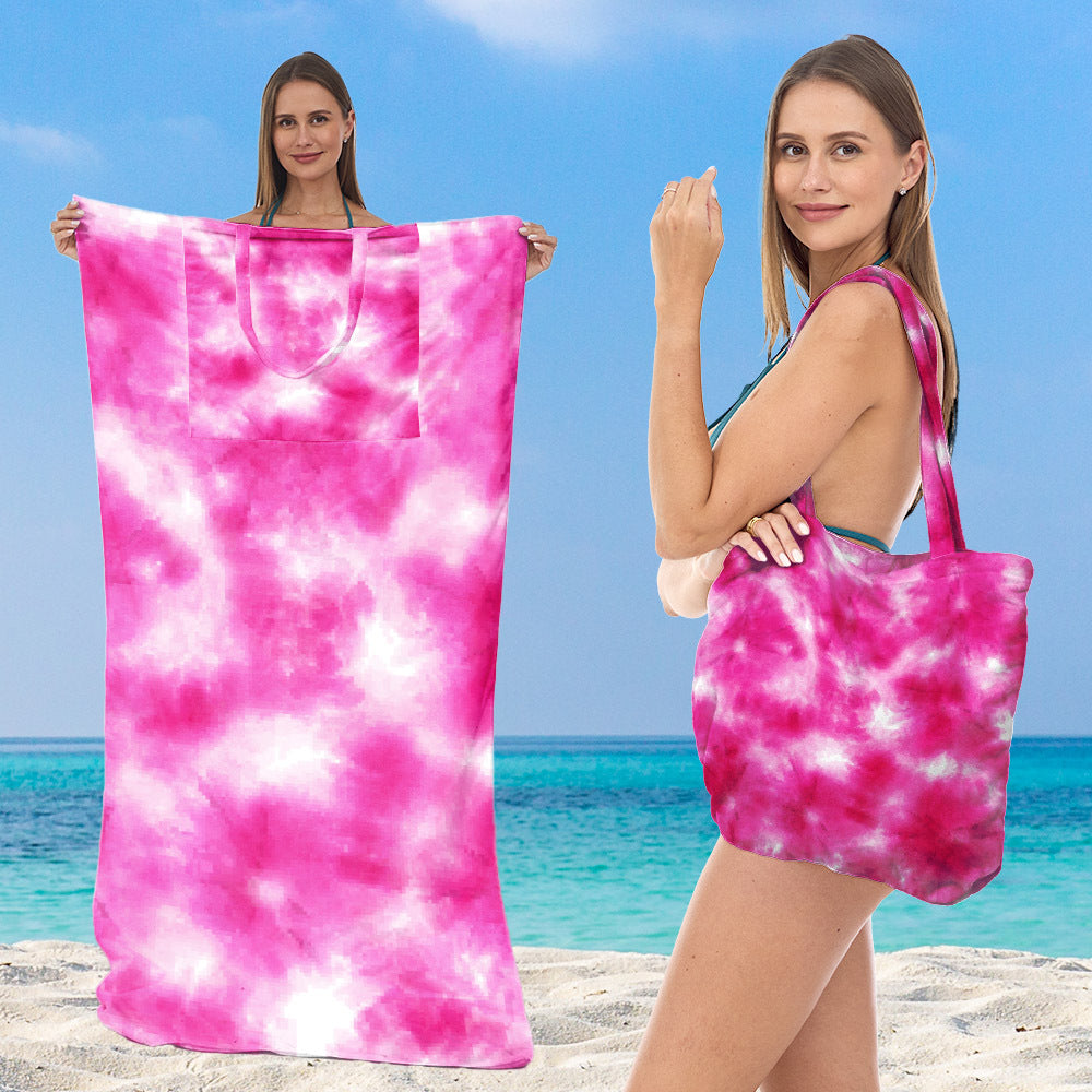Multifunksjonelt strandhåndkle med integrert bærebag Skanto