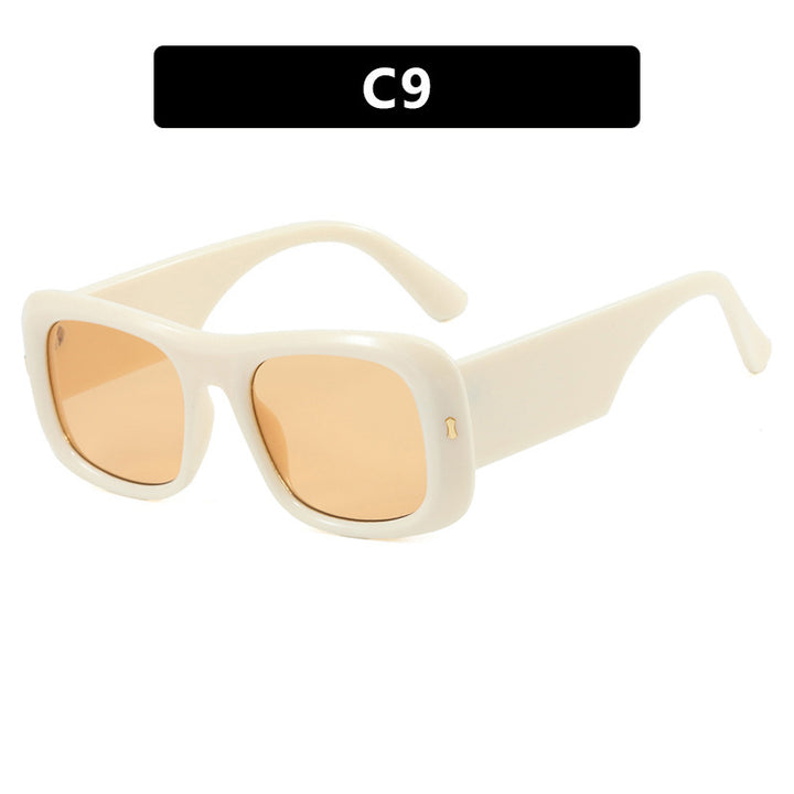 Dame oversized kvadratisk solbrille med bred ramme og polariserte linser Skanto