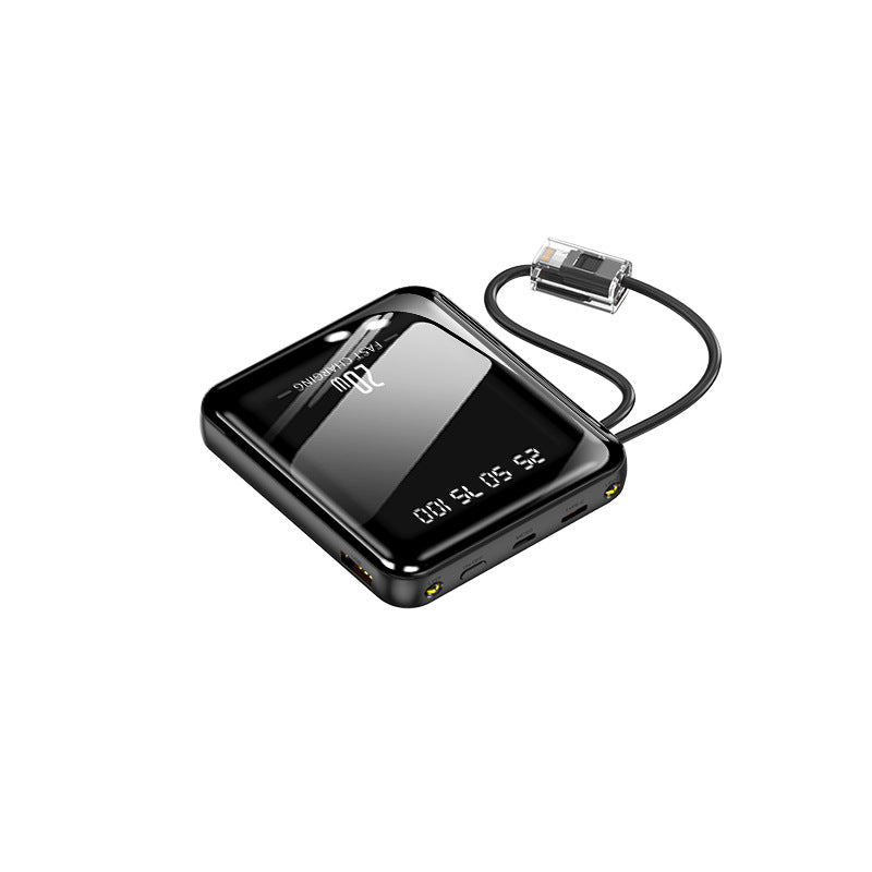 bærbar rask powerbank med integrert ladekabel og digital skjerm Skanto