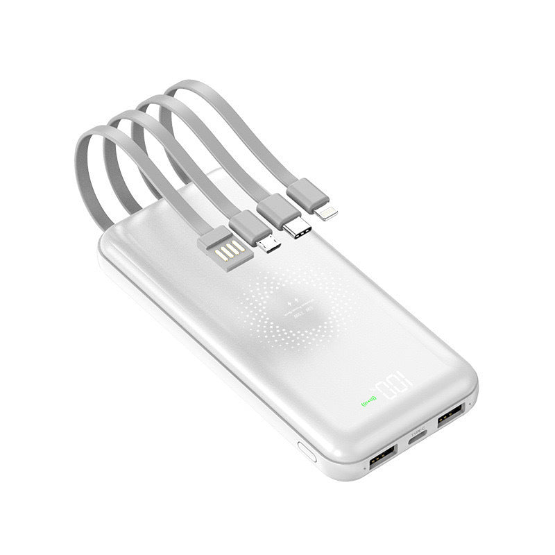 Bærbar powerbank med integrerte kabler Skanto