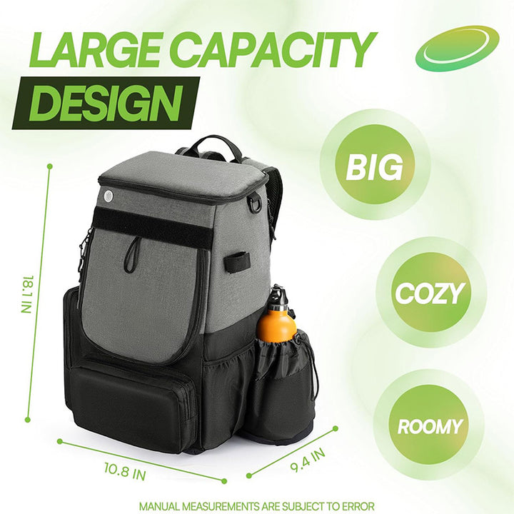 Unisex durable Discgolf Backpack with padded disc compartment, side bottle pocket, and multifunctional accessory pockets Skanto