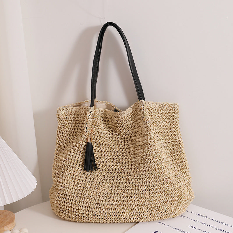 Durable basket bag with faux leather handle reinforcement Skanto