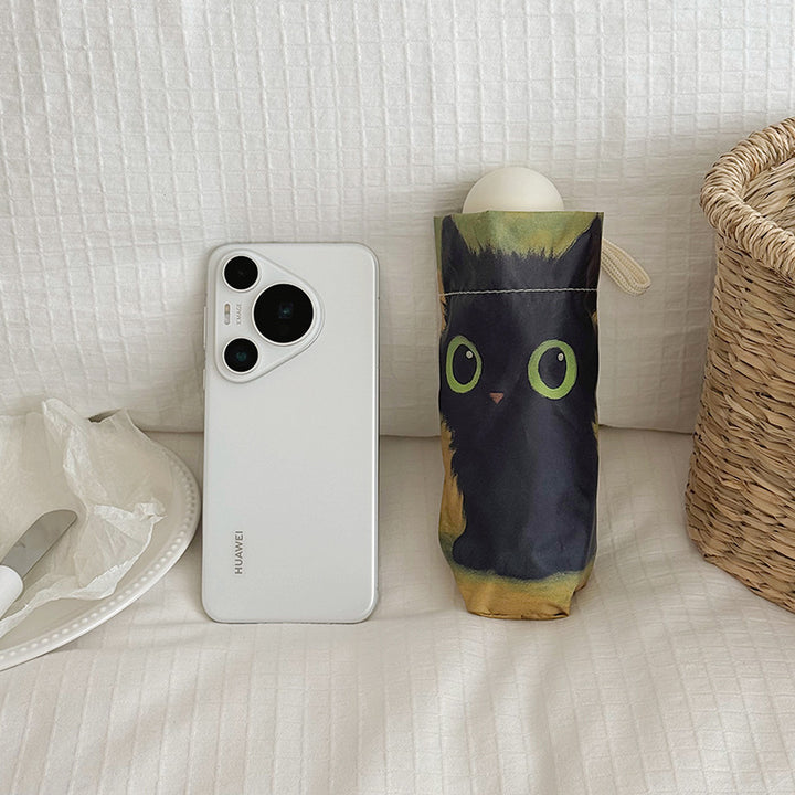 Dame foldere paraply med kreativt kattemotiv Skanto