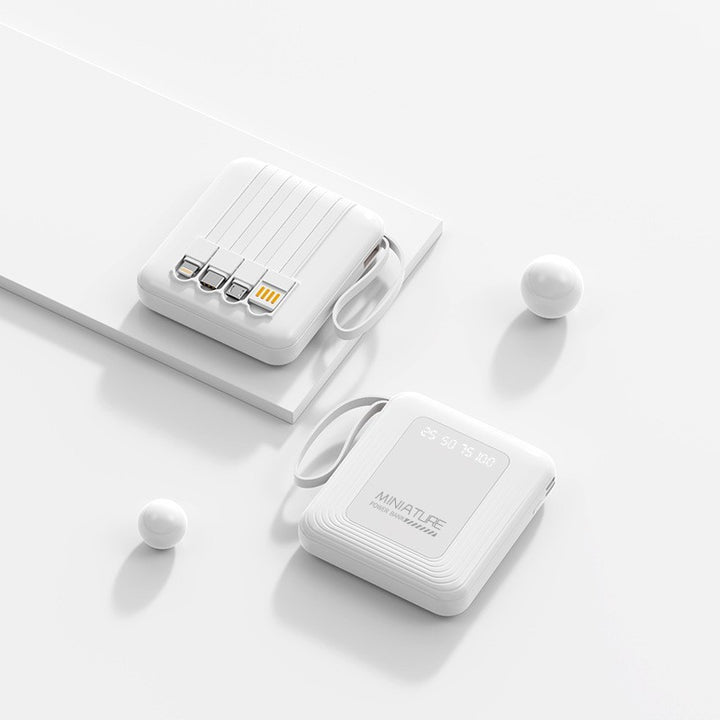 Mini Powerbank med integrert multifunksjonsladekabel Skanto