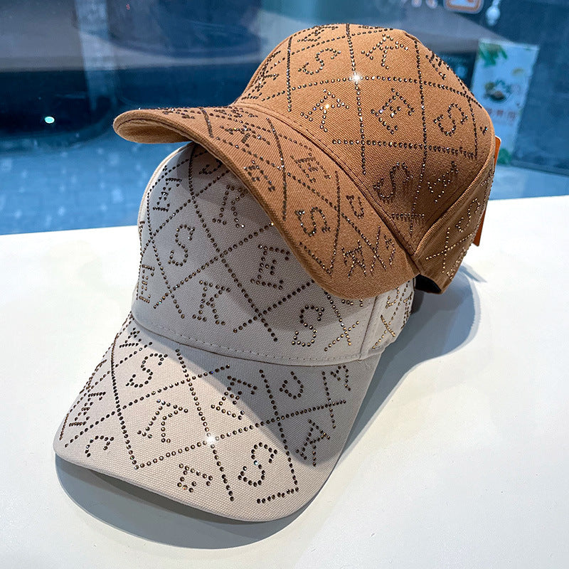 Kvinne Rhinestone-pyntet justerbar baseballcaps Skanto