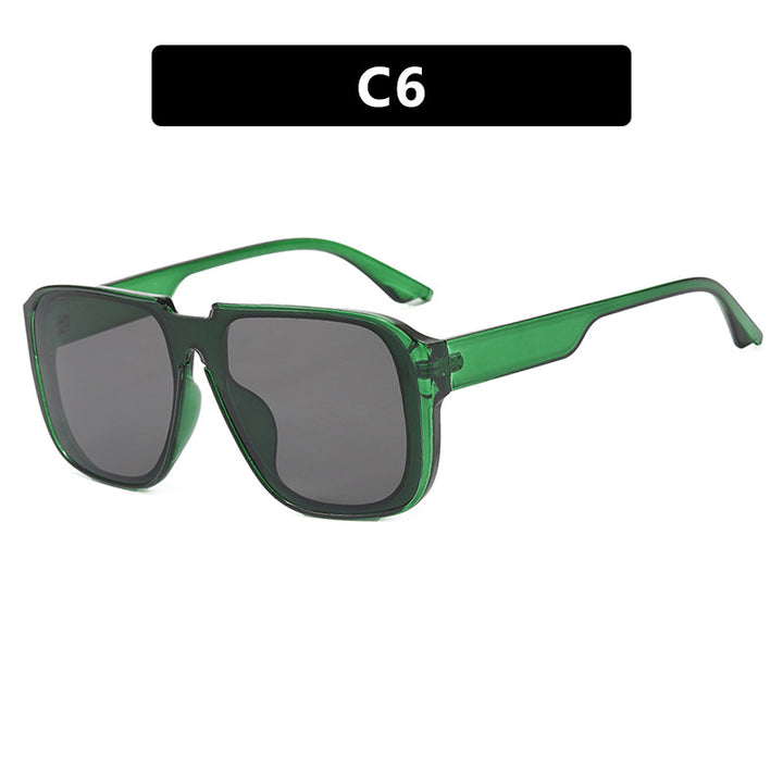 Women's trendy square sunglasses with transparent green frame and protective UV filter Skanto