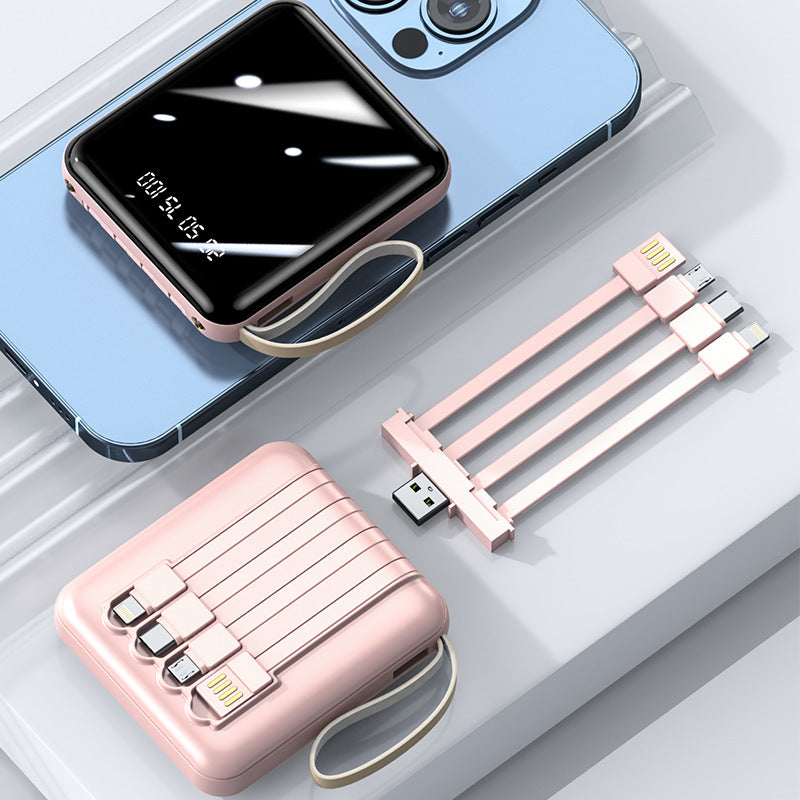 Multifunctional powerbank med innebygd ladekabel Skanto