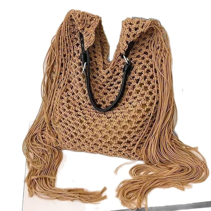 Handmade stylish tote bag with fringe Skanto