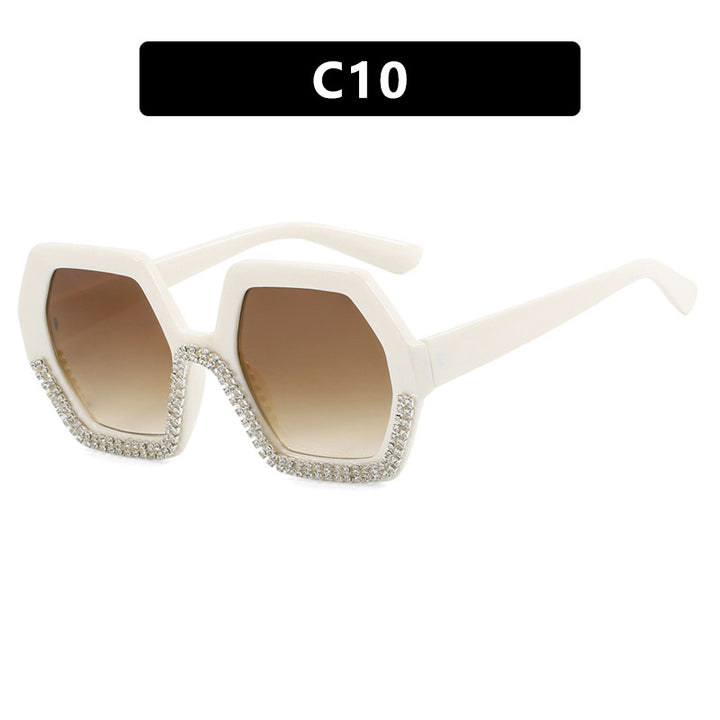 Women's extravagant sunglasses with hexagonal frame and rhinestone accents Skanto