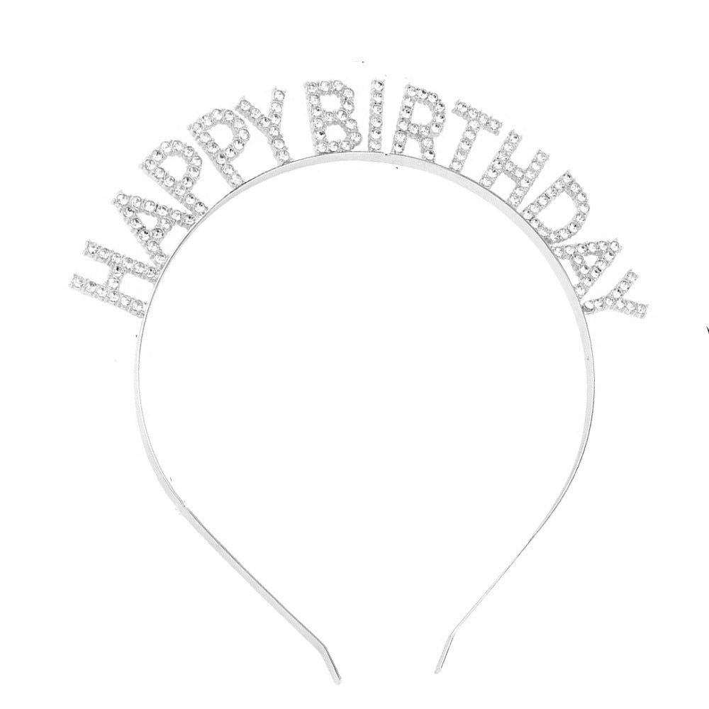 Dame Glitrende Hårbånd med "Happy Birthday" Påskrift Skanto