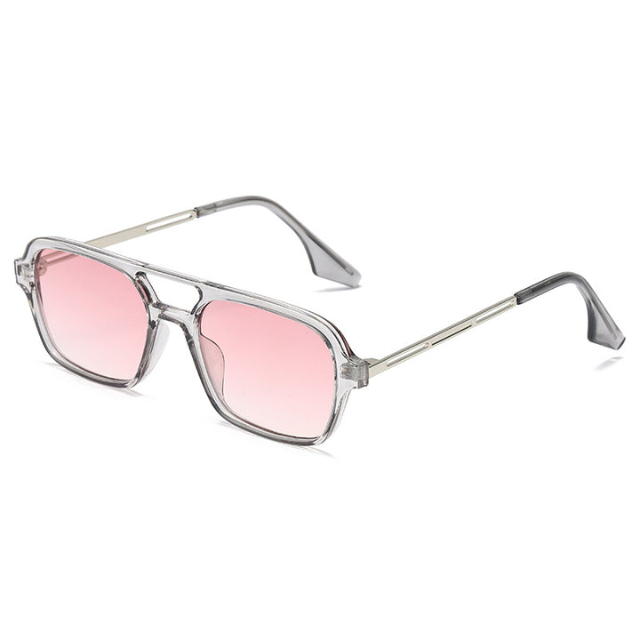 Dame trendy kvadratiske solbriller med transparent ramme og myke linser Skanto