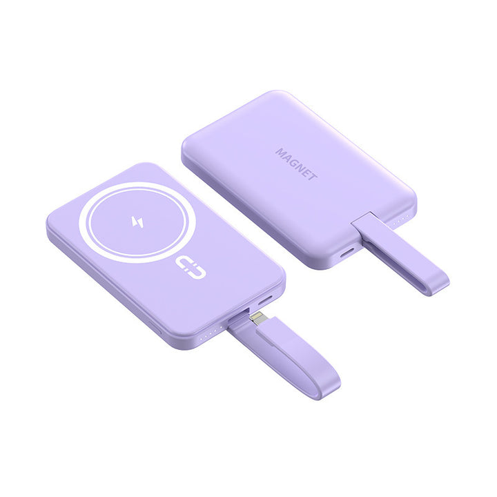 Magnetisk Powerbank med trådløs lad funksjon og integrert kablingssystem Skanto