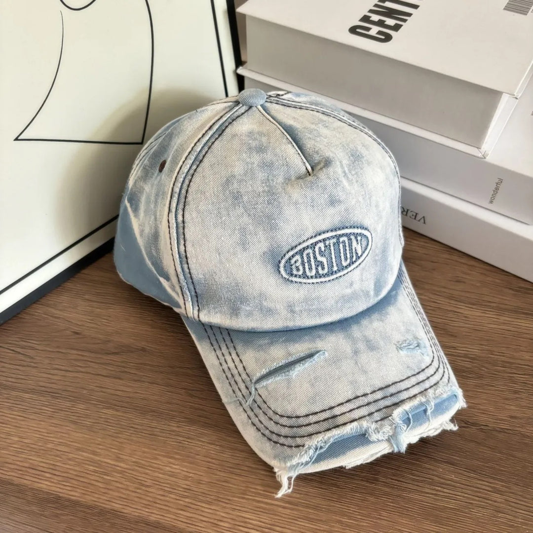 Men's Distressed Denim Effekt Baseball Cap Skanto