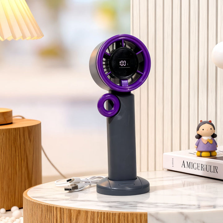 Damer Bærbar Håndvifte med LCD-Digitaldisplay og USB-ladefunksjon Skanto
