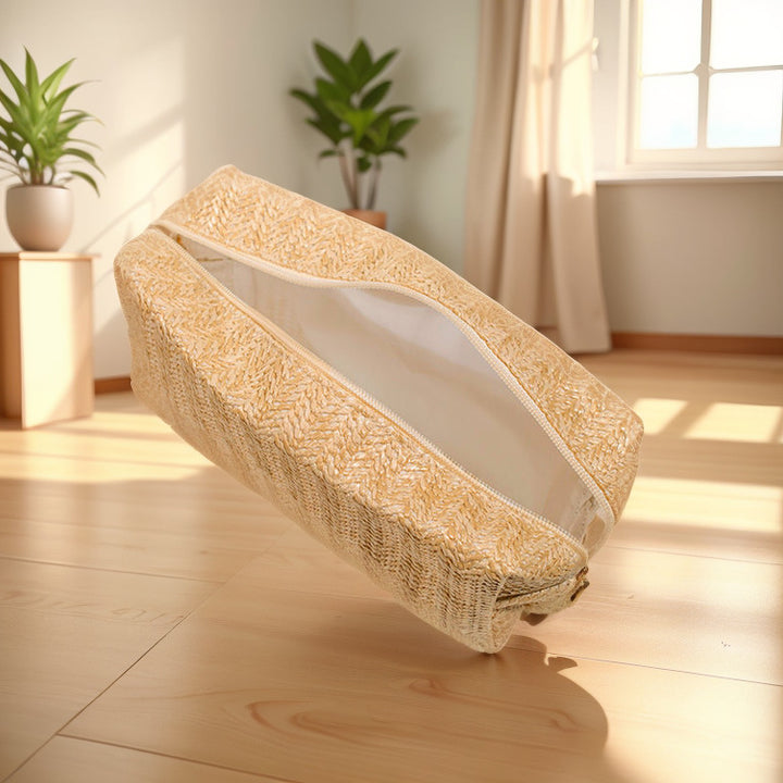 Kosmetikkmapp av naturlig bastmateriale med elegant design Skanto
