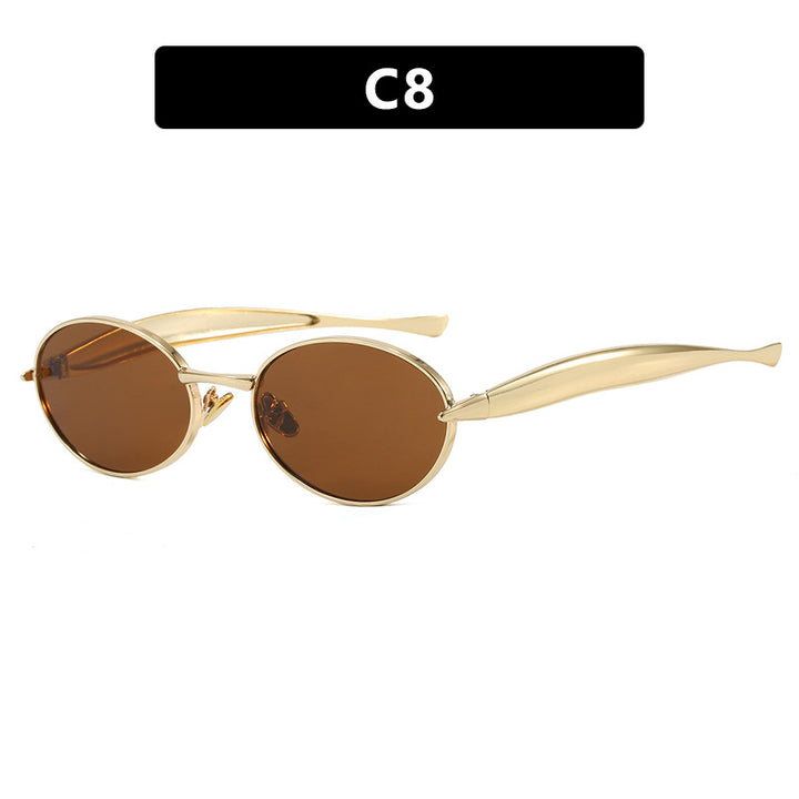 Women's Fashionable Oval Frame Sunglasses with Glittering Details Skanto