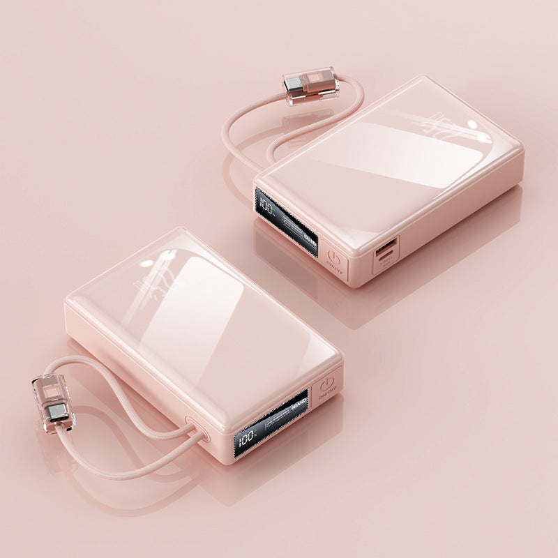 kompakt powerbank med integrert kabel og digital ladeindikator Skanto