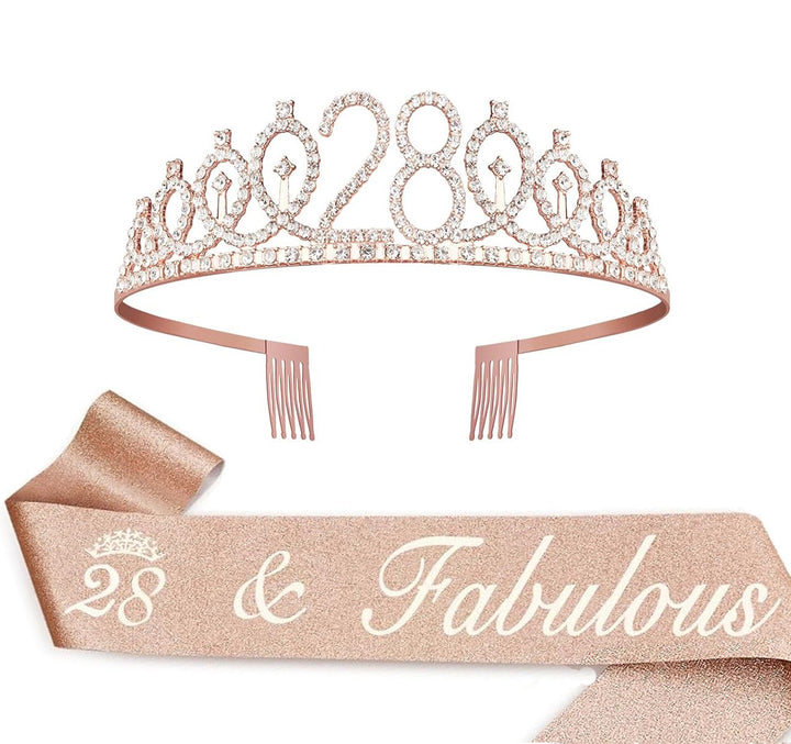 Damer Krystallprinsessekrone med 30 & Fabulous tekst Skanto